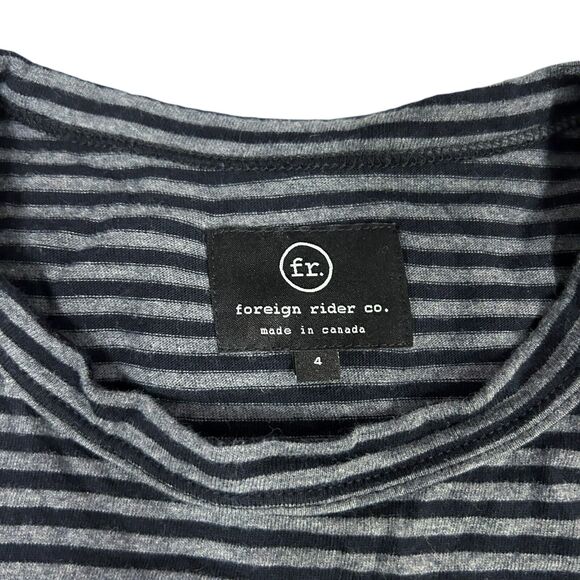 Foreign‎ Rider Co. Gray Striped Tee Shirt T-Shirt Size 4 Made in Canada Casual - Picture 3 of 8